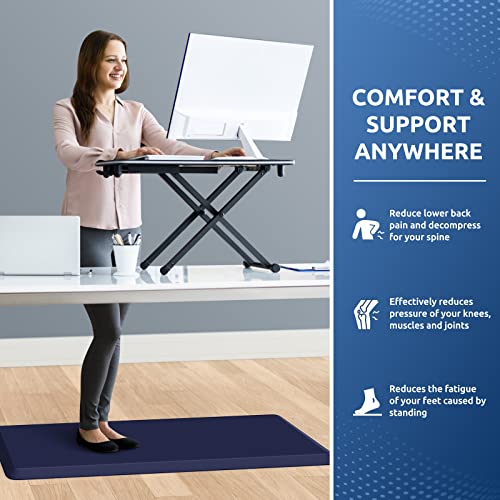 KitchenClouds Kitchen Mat Cushioned Anti Fatigue Kitchen Rug 0.8inch Waterproof Non Slip Kitchen Rugs and Mats Standing Desk Mat Comfort Floor Mats for Kitchen Sink Office (17.3"x39",Blue) | Water-Resistant, Non-Slip, Easy to Clean Comfort Floor Mat for K