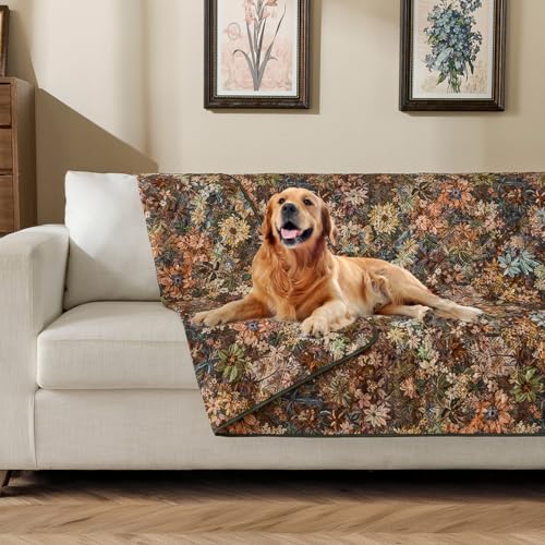 Reversible Dog Bed Cover with Waterproof Lining, Water Resistant Slipcover Furniture Protector and Pet Blanket, Washable Couch Cover for Kids, Dogs, Pets.(Floral/Floral,52"x82") - color: Floral/Floral, size: 52"x82"