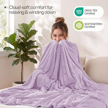 Utopia Bedding Lilac Fleece Blanket Queen Size Fuzzy Soft Anti-Static Microfiber Bed Blanket (90x90 Inch) - color: Lilac, size: Queen (90x90 Inch)