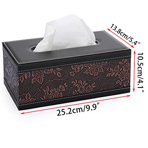 Sumnacon Tissue Box Cover Rectangule Leather Tissue Box with Magnetic Bottom,Stylish PU Tissue Box Holder for Bathroom Toilet Bedroom Living Room Desk Table Office Car - color: Brown, size: Medium