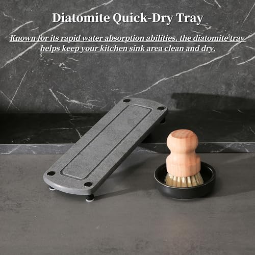 MOMEEMO Matte Black Soap Dispenser Set Comes with Stainless Steel Pumps | Instant Dry Tray and Dish Scrub Brush, Suitable for Matte Black Kitchen Accessories - color: Black1