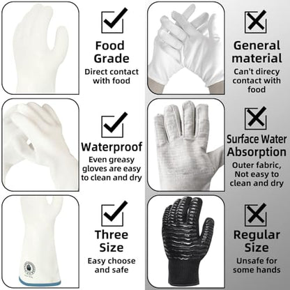 Silicone Oven Gloves, Heat Resistant Kitchen Oven Mitts, 1 Pair(10) | Food Grade, Waterproof, Easy Clean, Heat Proof, for Sourdough Baking, Kitchen Cooking, Grilling, Smoking, Frying, BBQ - color: White Standard, size: 10/XL