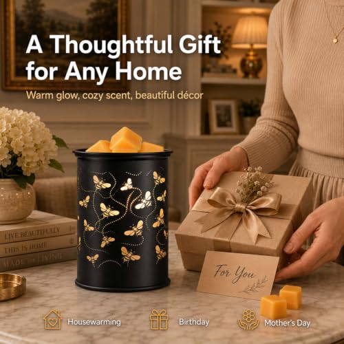 Metal Wax Melt Warmer Electric Candle Fragrance Burner | Oil Burner 2 in 1，Gifts for Women，Mother's Day，for Home Office Bedroom，Bee Decorations - style: bee