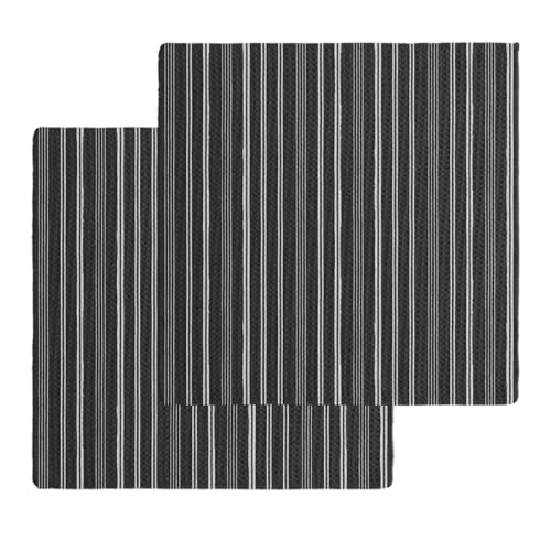 Black Striped Dish Towels Set, Waffle Weave Kitchen Towels 2 Pieces, Farmhouse Stripes Modern Vintage Microfiber Hair Face Bath Tea Towel Absorbent Quick Drying Cleaning Dish Cloths, 12"x12" - color: Black, Onyx, Gray, size: 2PCS,12"x12"