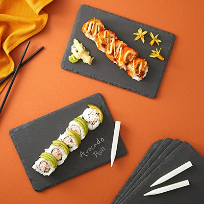 Juvale Mini Charcuterie Boards - 6-Pack, 6 x 8.75 in, Black Slate - Slate Charcuterie Boards & Cheese Platter for Sushi & Appetizers