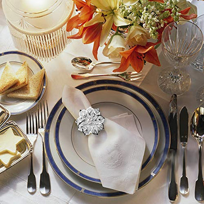 KPOSIYA Hollow Out Flower Napkin Ring Holder Metal Napkin Rings Set of 20 for Wedding Party Holiday Banquet Christmas Dinner Delicate Serviette Buckles Decor Favor (20, Flower-Silver) - size: 20 pcs, style: Silver