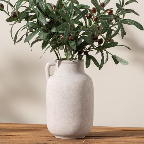 Vanselia Ceramic Flower Vase Home Table Decor Living Room Farmhouse 9.7 in | Large Tall White Rustic Decorative Flowers Vases Plant Modern Decoration for Kitchen Shelf Coffee Dining Centerpieces Desk - color: 9.7" Rustic