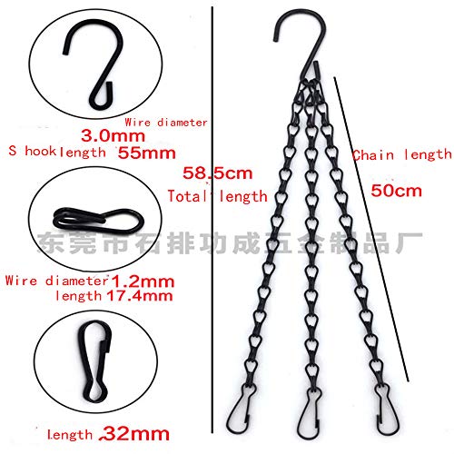 OUKEYI 6 Pcs Hanging Chain, Heavy Duty 23 Inch Hanging Flower Basket Galvanized Replacement Chain -3 Point Garden Plant Hanger for Outdoor or ¡­