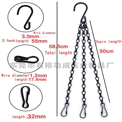 OUKEYI 6 Pcs Hanging Chain, Heavy Duty 23 Inch Hanging Flower Basket Galvanized Replacement Chain -3 Point Garden Plant Hanger for Outdoor or ¡­