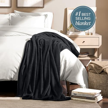 Bare Home Fleece Blanket Luxury Microplush (Full/Queen, Black) | Ultra-Soft Lightweight Blanket for Bed, Sofa, and Couch, Cozy & Warm Blanket - color: 05 - Black, size: Full/Queen