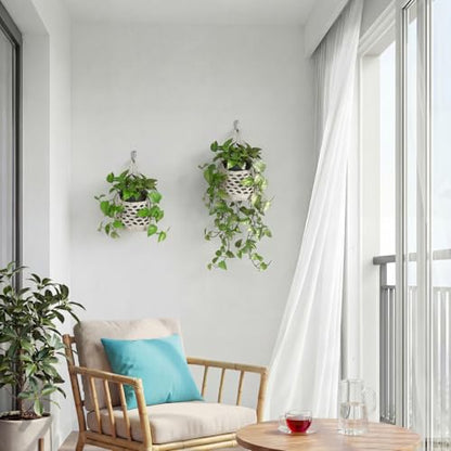 2 Pcs Macrame Planter Basket Wall Hanging Pot Holder for Indoor Plants 4 Inch Pots Decorative Succulents Display Plant Hanger Net Bag for Home Garden, White