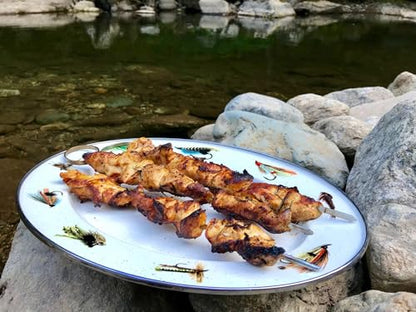 Golden Rabbit Enamelware Oval Platter, 12 x 16in, Fishing Fly - color: Fishing Fly