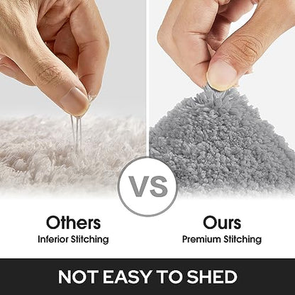 HOMEIDEAS Bathroom Rugs Sets 2 Piece, Super Soft and Absorbent Non Slip Microfiber Machine Washable Bath Mat Set (20" x 32" + 16" x 24", Grey) - color: Loop- Grey, size: 1'4" x 2'8" (16"x24"+20"x32")