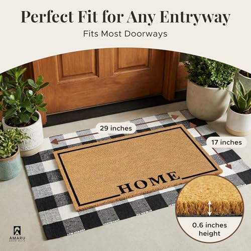 Coir Welcome Mat, Non-Slip, Home Classic, 17 x 29 in | 100% Natural Coir, Anti-Shedding, Durable PVC Backing, Traps Dirt and Mud, Indoor and Outdoor Entryway, Easy to Clean - color: Home Classic