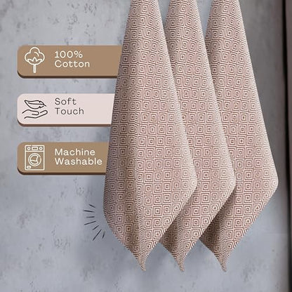 Brown Cloth Napkins Set of 12, Diamond Pattern Weave, 16x16 Inch, 100% Cotton, Durable & Washable Fabric Table Linen for Dinner, Rustic Dining, Everyday Meals & Festive Occassions - color: Brown, size: 16" x 16" (Set of 12)