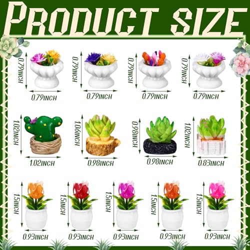 30 Pcs Miniature Plants Accessories Mini Artificial Potted Flower Tiny Resin Greenery Cactus Figurine for Desktop Gift DIY Garden Bonsai Micro Landscape Decoration(Plants) - style: Plants