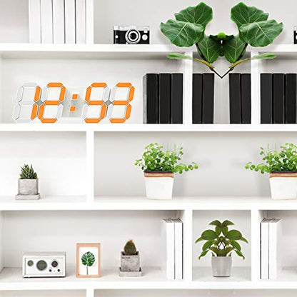 EDUP HOME® 15" Larger 3D LED Wall Clock with Remote Control, 7-Color RGB | Digital Alarm Clock with Adjustable Brightness, 12/24-Hour Time, Date & Temperature Display for Home & Office - color: Rgb Led Wall Clock 15“