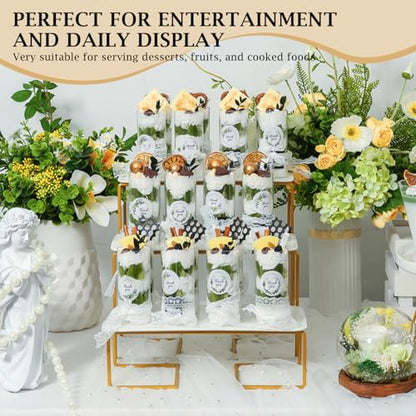 12 Inch 3 Tier Serving Tray Stand, White Acrylic Dessert Stand with Gold Painted Iron Rack, Removable Rectangular Trays for Cupcakes, Appetizers, Fruit, Cookies and Candy - color: White and Gold