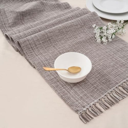 100% Cotton Table Runner - 72x13 Inch, Chambery Textured Table Runner, Durable & Elegant for Dining Table, Wedding, Restaurant, Oeko-TEX Certified - Charcoal Grey - color: Charcoal Grey