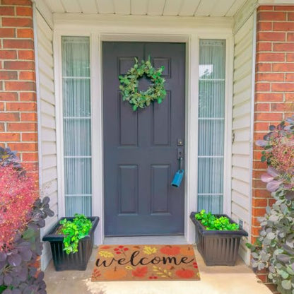 Fall Pumpkin Welcome Doormat, 16.5x30in Faux Coir Welcome Door Mat | Non Slip Backing, Washable and Reusable, Quick Drying, Indoor Outdoor Porch Use, Autumn Thanksgiving Decor, Housewarming Gift - style: Autumn Theme