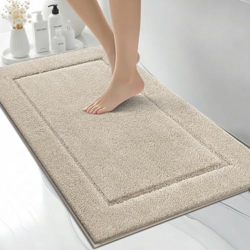 Extra Soft Bathroom Rug 24" x 36", Bath Mat, Throw Rug for Kitchen | Non Slip, Absorbent and Quick Drying, Absorbent, Washable Rug for Bathtub, sink, Shower, Bedroom, Laundry, Floor - color: Beige, size: 24" x 36"