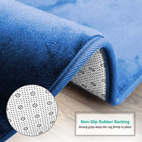 Clara Clark Bathroom Rugs, Ultra Soft Plush Bath Mat for Bathroom, Non-Slip, Velvet Memory Foam Bath Rugs, 17 x 24, Solid Royal Blue