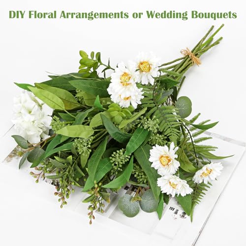 9Pcs Artificial Eucalyptus Stems Willow Eucalyptus Leaves, 18.5" Fake Greenery Stems for Vase, Green Plants Artificial Decor for DIY Bouquets, Arrangements, Centerpieces, Home, Wedding, Faux Greenery - size: # Pack of 9