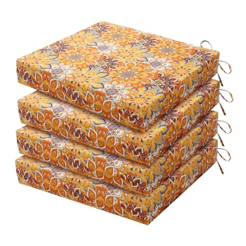 HARBOREST Outdoor Chair Cushions Set of 4, Water Resistant Patio Chair Cushions with Ties, Square Corner Outdoor Seat Cushions for Patio Furniture, 18.5"x16"x3", Blooming - color: Blooming, size: 18.5"x16"x3" (4 Pack)