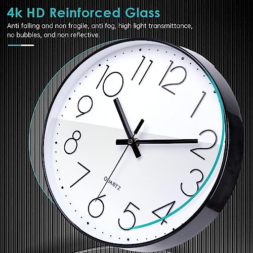Small Wall Clock Black Wall Clocks Silent Non-Ticking for Bedroom Bathroom Kitchen(8 Inch) - color: Black, size: 8 Inch