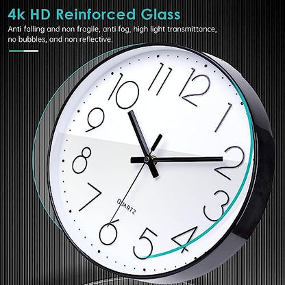 Small Wall Clock Black Wall Clocks Silent Non-Ticking for Bedroom Bathroom Kitchen(8 Inch) - color: Black, size: 8 Inch