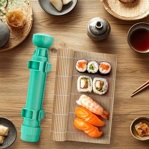 Sushi Making Kit, Upgraded 11.8 Inches Sushi Roller, Sushi Bazooka Easy Made Sushi, Sushi Rolling Mat Sushi Maker Sushi Kit - color: Cyan