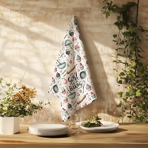 Gifts for Baking Lovers Women Kitchen Towels, Baker Gifts, Just a Girl Who Loves Baking Hand Dish Towels for Kitchen Bakery, 16x24 Inch - color: Kitchen-094