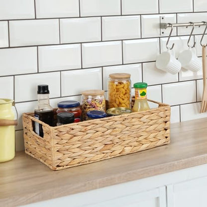 LotFancy Bathroom Basket, 2 Pack Water Hyacinth Toilet Paper Basket, Hand Woven Back of Toilet Organizer for Toilet Tank Top Countertop, Wicker Baskets for Shelves