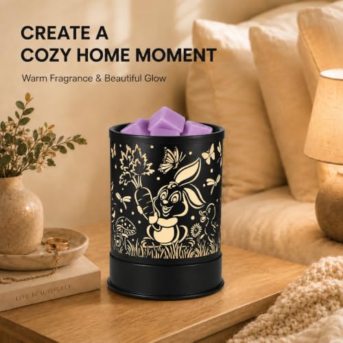 nawaza Wax Melts Warmer Scented Metal 2-in-1 Electric LED Burner Rabbit | Scented candle wax melter, essential oil burner, home office bedroom decor, daily aroma gift - style: Rabbit