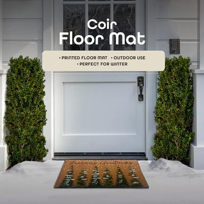 ACHIM Printed Coir Outdoor Front Door Mat, Winter Wonderland - 18 x 30 - Non-Slip Outdoor Welcome Doormat - Durable & Heavy Duty Welcome Mat for Outside with Natural Coir Fibers & Recycled Rubber