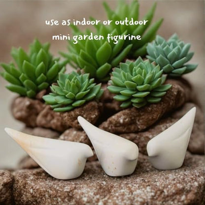 Fairy Garden Accessories, Bird Decor, Bird Figurines, Fairy Garden Decor, Soapstone, White, Set of 2