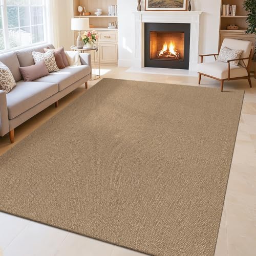 HEBE Cotton Woven Area Rugs for Living Room 5'x7', Washable Bedroom Rug | Non Slip Rubber Backed Cotton Rugs for Dining Room, Neutral Indoor Floor Carpet Throw Rug for Kids Room,Dorm,Office - size: 5' x 7' (Rectangular)