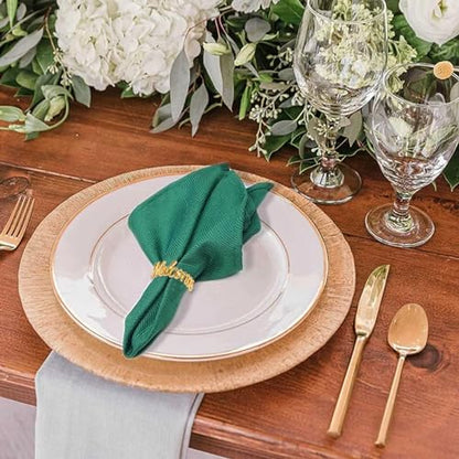 wonlex Gold Napkin Rings Set of 12, Modern Themed Napkin Ring Buckles Simple Alphabet Napkin Rings Serviette Napkin Holder for Family Gatherings Dinner Engagement Party Banquet Table Decor(Welcome) - style: Welcome