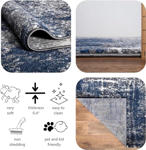 Keen Home Design Throw Rugs - 24"x36" Non-Shedding, Thick Pile Abstract Rugs for Kitchen, Living Room, Bedroom, Dining Room, Entryway - Size: 2' x 3', Abstract Navy/Gray - color: Abstract Navy/Gray, size: 2' x 3' (Rectangular)