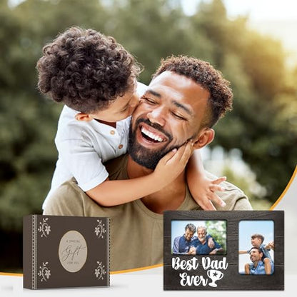 Gifts for Dad Christmas, Dad Gifts from Daughter Son 3D Photo Frame Hold 4x6 Inches Two Photos, Gift for Daddy Who Wants Nothing on Father's Day Birthday - color: dad