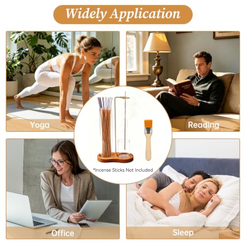 Wood Incense Holder with Glass Ash Catcher for Stick Incense | Wood And Glass, Vertical Design, Clean Ash Collection, Fits Incense Sticks, Home Yoga Meditation