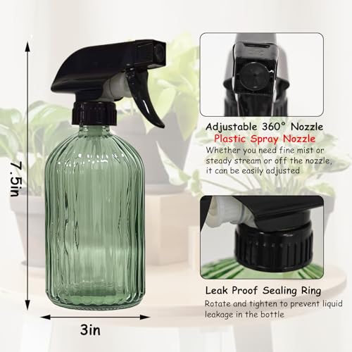 YYTSGG Glass Handheld Spray Bottle, 13.5oz Refillable, Green | Water Spray Bottle, Reusable Adjustable Nozzle Plant Mister Spray Bottles Indoor, for Hair, Cleaning, Gardening, Pets Care - color: Green