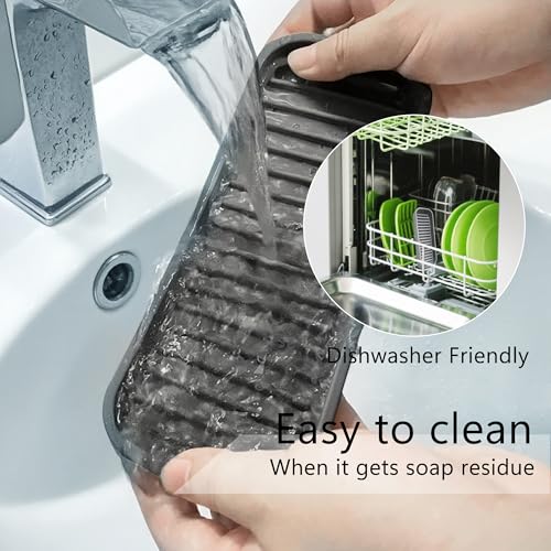 Mofason Silicone Sponge Holder - Kitchen Soap Tray soap Holder 2 Pack Gray | Tray for soap and sponge, kitchen sink tray, accessories to clean sink, silicone sponge tray, sink tray, dish brush holder - color: Gray