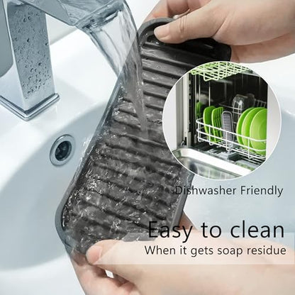 Mofason Silicone Sponge Holder - Kitchen Soap Tray soap Holder 2 Pack Gray | Tray for soap and sponge, kitchen sink tray, accessories to clean sink, silicone sponge tray, sink tray, dish brush holder - color: Gray