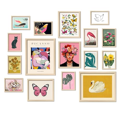 16 PCS Eclectic Wall Art Decor, Modern Maximalist Wall Prints for Bedroom, Posters for Room Aesthetic, Wall Collage Kit Pictures for Living Room, Colorful Dorm Gallery Home Decor - color: Eclectic Multi, size: 11"x14" Unframed