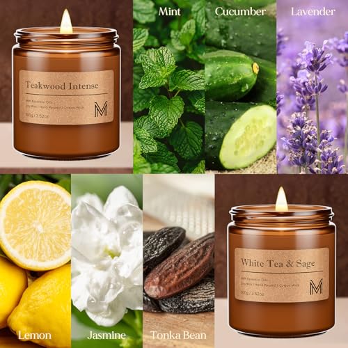 M&SENSE 4 Pack Candle Gift Set, Aromatherapy Scented Candle for Home Fragrance, Natural Soy Wax Candles for Stress Relief, Yoga, Long Lasting Small Jar Candle Gift Set for Birthday Housewarming - size: Gift Set