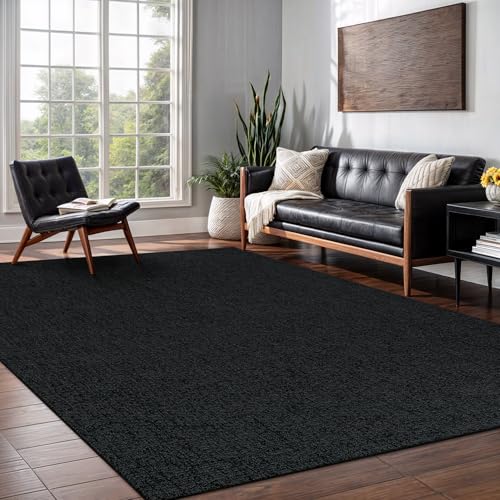 Easy Jute Rug 8x10 Indoor Outdoor Natural Rugs Solid Fiber Rug Woven Area Rug Boho Easy Clean Inside Carpet for Living Room Bedroom Dining Room Hallway or Outdoor Patio Porch (8 X 10 Dark Grey) - color: Dark Grey, size: 8' x 10' (Rectangular)