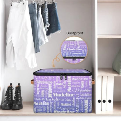 Custom Storage Basket with Name, Personalized Keepsake Box, Purple | Foldable Fabric Gradient Large Memory Bin with Handle Lid Lightweight Waterproof Dustproof, 14"L x 10.2"W x 10.4"H - color: Option 23