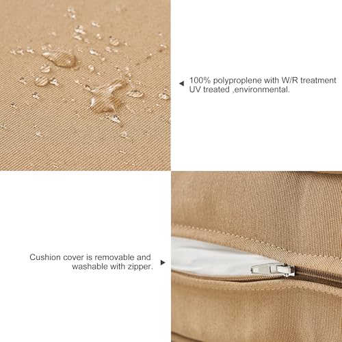 ARTPLAN Loveseat Patio Deep Seat Cushions 46"x24"x5" Bench Pad,Light Brown | High-density foam fill, solution-dyed UV water repellent fabric, zipper removable cover fits patio swing & bench furniture - color: Light Brown