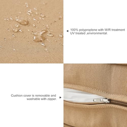 ARTPLAN Loveseat Patio Deep Seat Cushions 46"x24"x5" Bench Pad,Light Brown | High-density foam fill, solution-dyed UV water repellent fabric, zipper removable cover fits patio swing & bench furniture - color: Light Brown